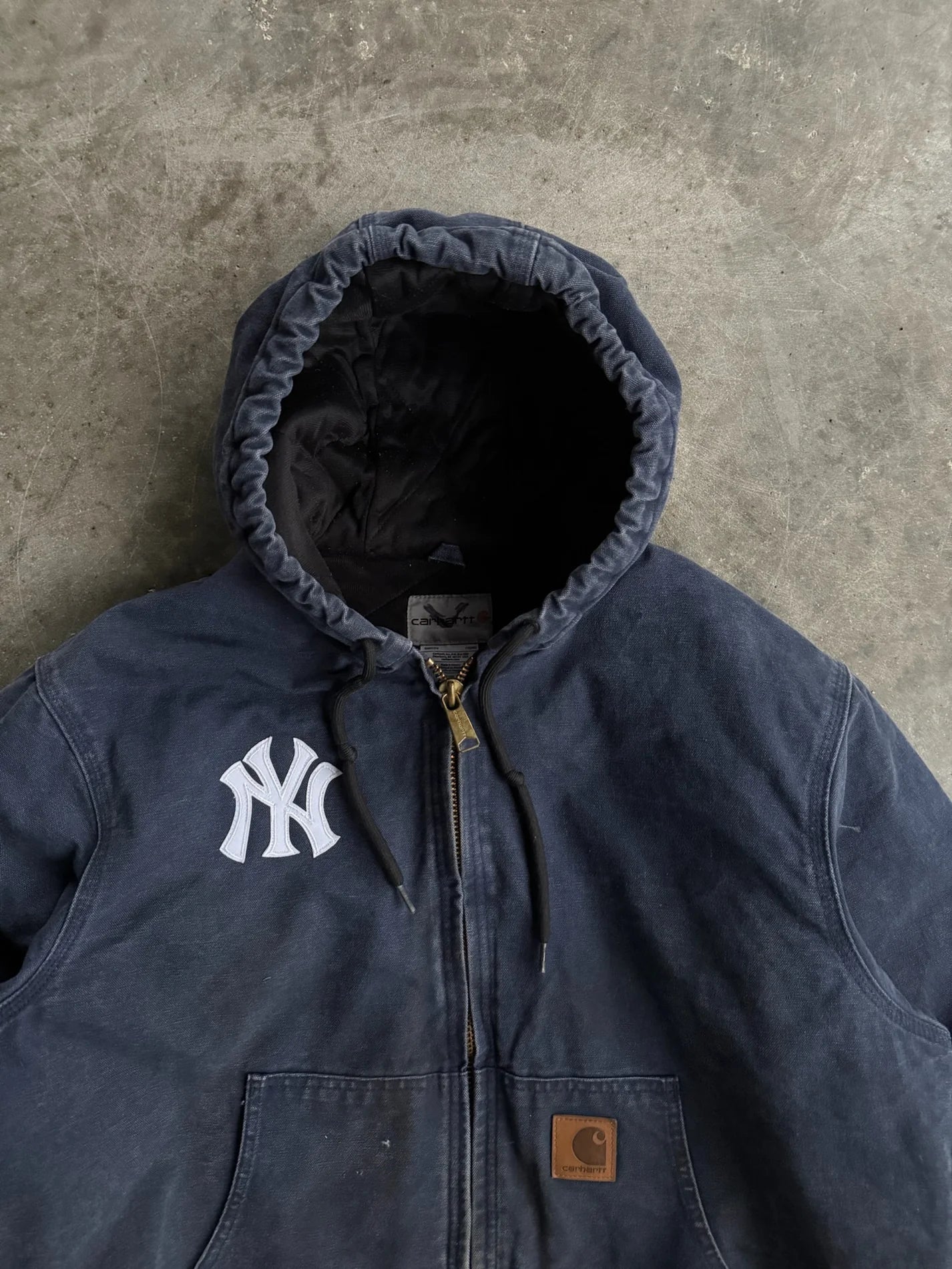 Vintage Navy Yankees Hooded Carhartt Jacket