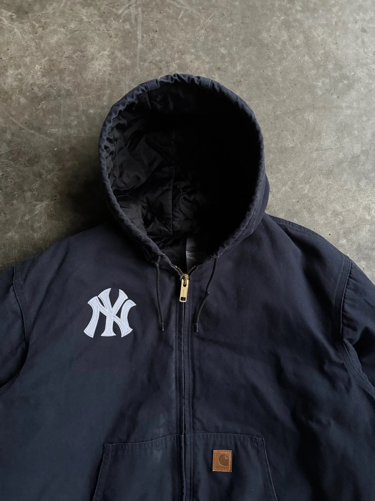 Vintage Navy Yankees Hooded Carhartt Jacket