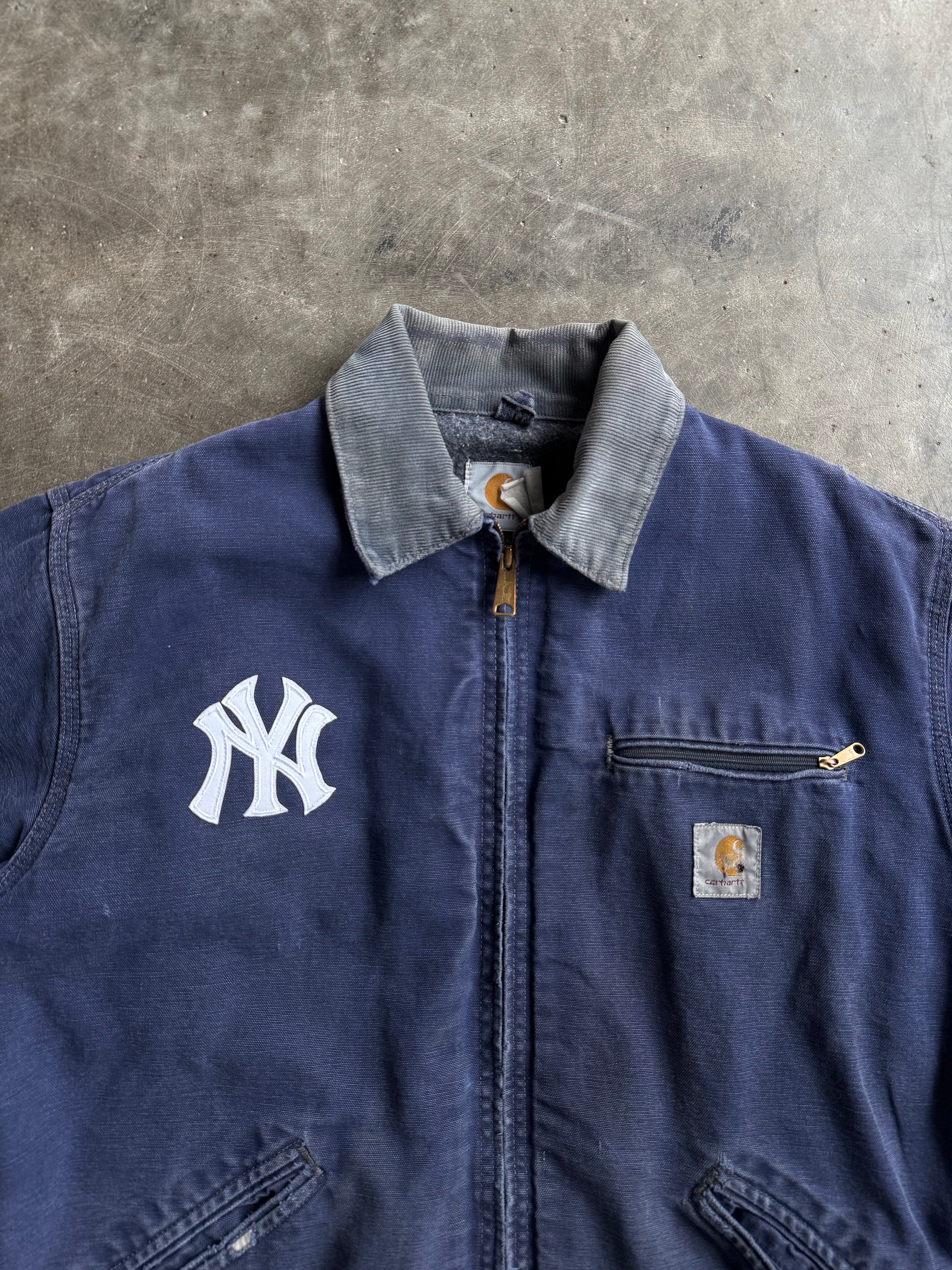 Vintage Distressed Navy Yankees Detroit Carhartt Jacket