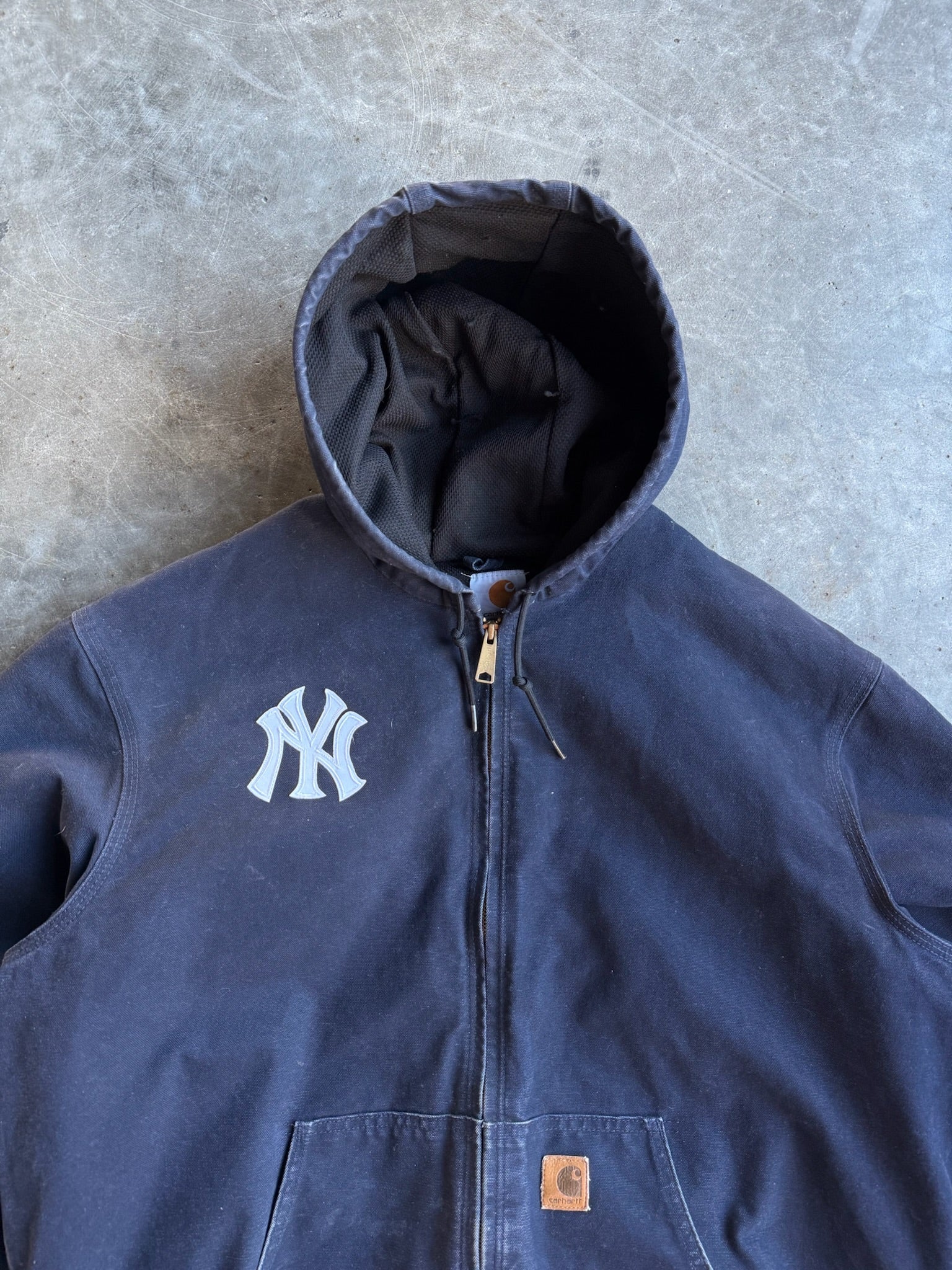 Vintage Dark Navy Hooded Yankees Carhartt Jacket