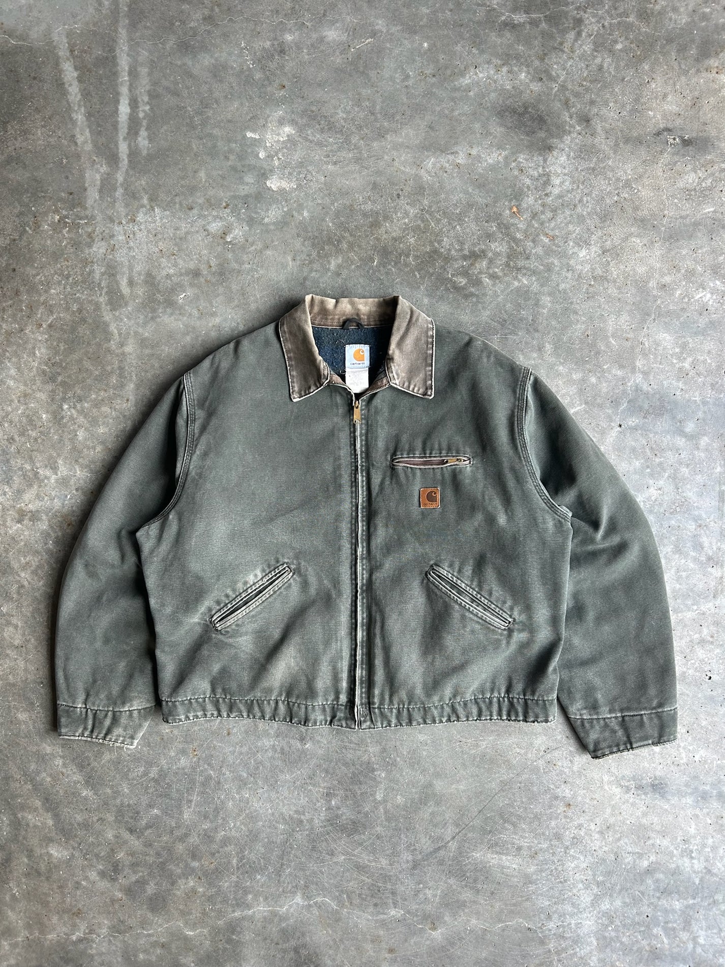 Vintage Faded Green Flannel Lined Detroit Carhartt Jacket™